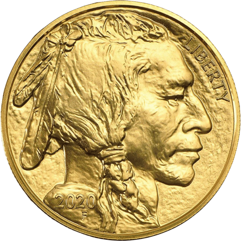 American Buffalo 2020, cara del retrato con el retrato de un nativo americano y «LIBERTY»