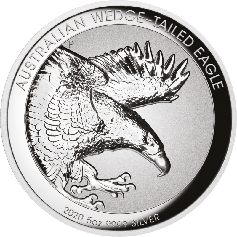Wedge-Tailed Eagle 2020, 5 onzas de plata, lado del motivo