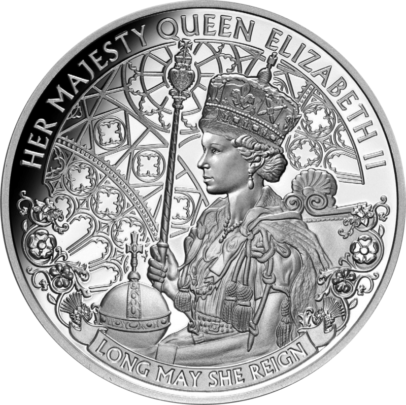 Isabel II 2020, 1 onza de plata, lado del motivo