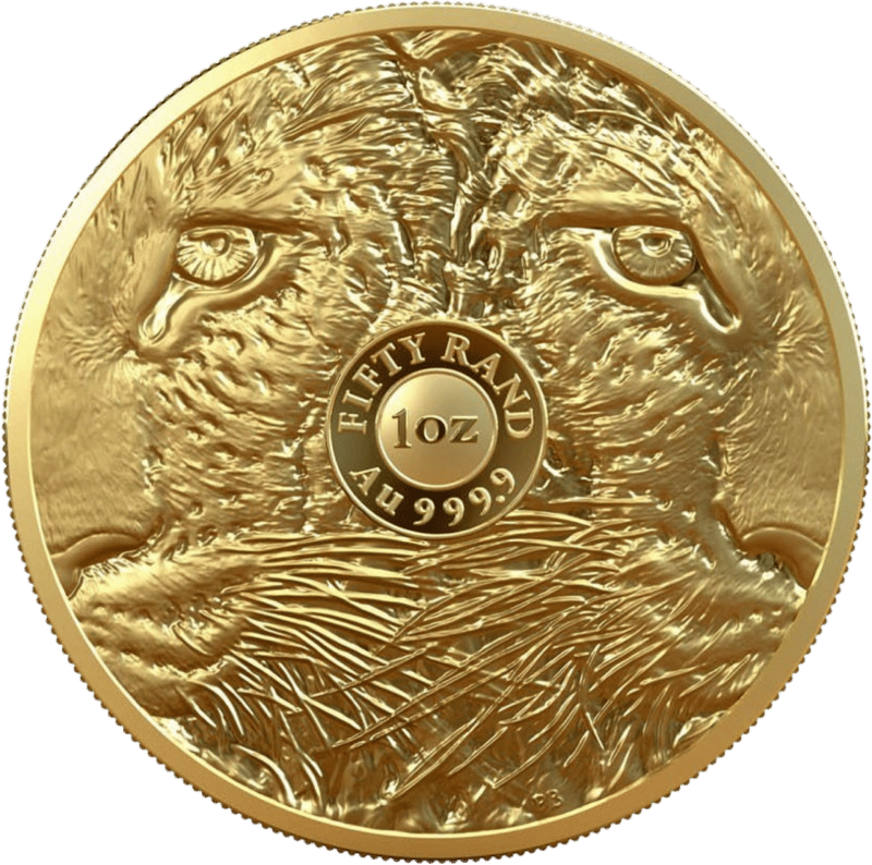 Big Five Leopard 2020, 1 Unze Gold, Seite mit Augen und Fell
