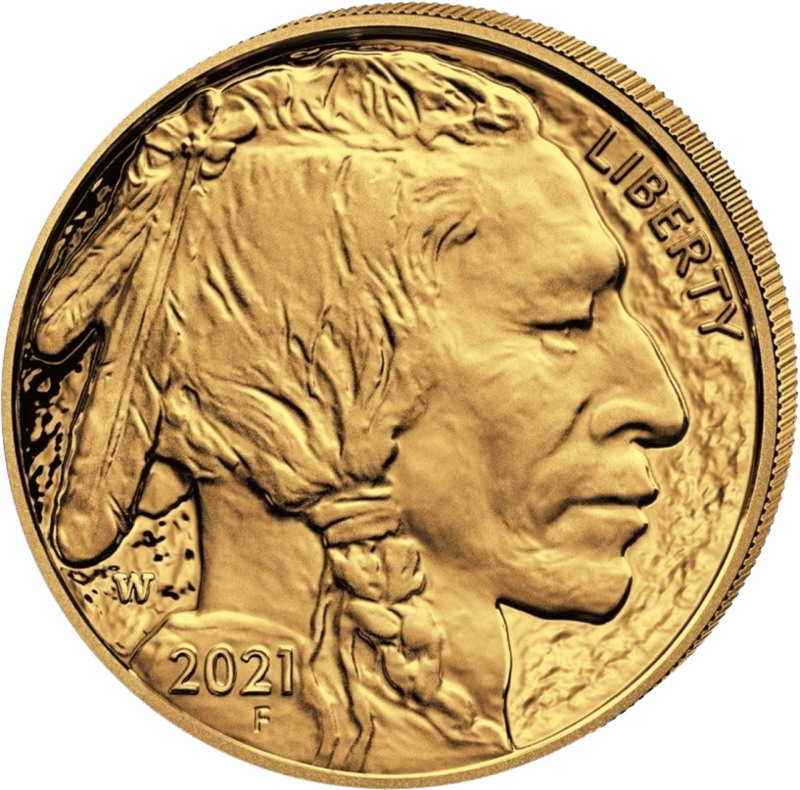 American Buffalo 2021, portrait side with the portrait of a Native American and “LIBERTY”