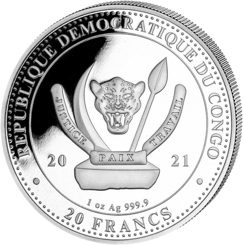 World’s Wildlife 2021, 1 troy ounce zilver, keerzijde