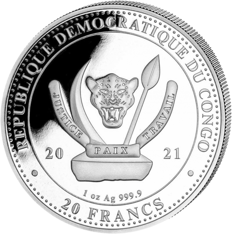 World’s Wildlife 2021, 1 troy ounce zilver, keerzijde