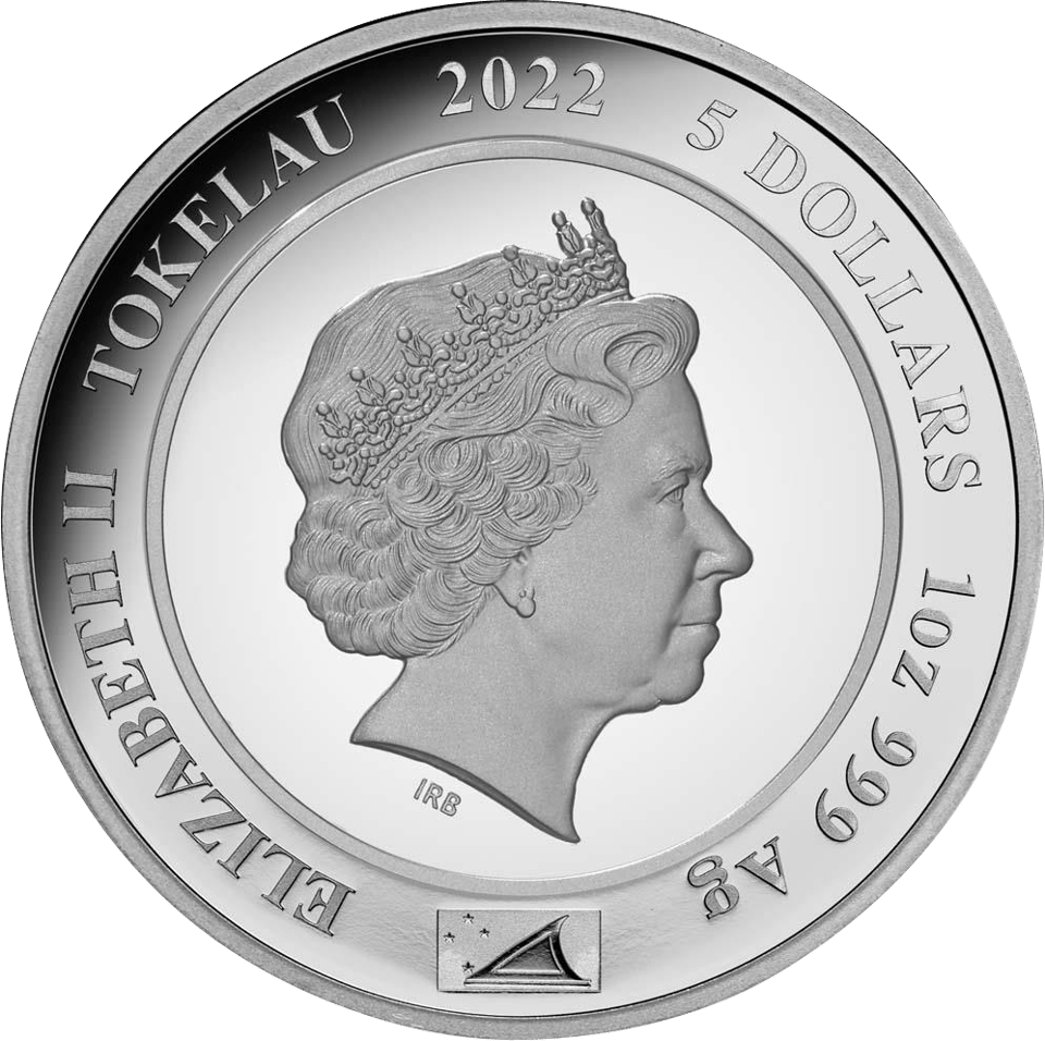 Elisabeth II. 2022, 1 Unze Silber, Wertseite