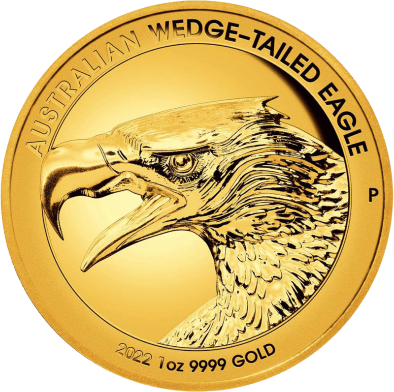 Wedge-Tailed Eagle 2022, 1 onza de oro, lado del motivo
