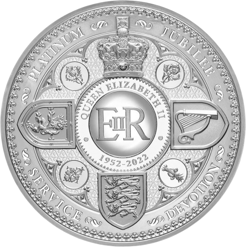 Elisabeth II. 2022, 5 Unzen Silber, Bildseite