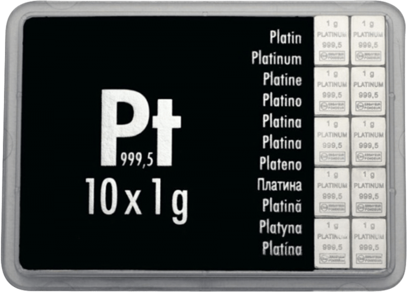lingote en tableta de platino, 10 g