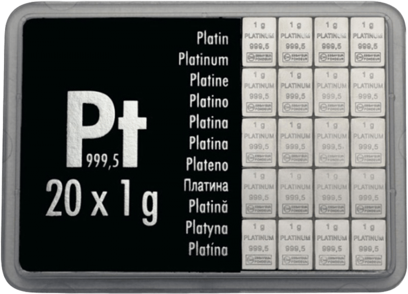 lingote en tableta de platino, 20 g