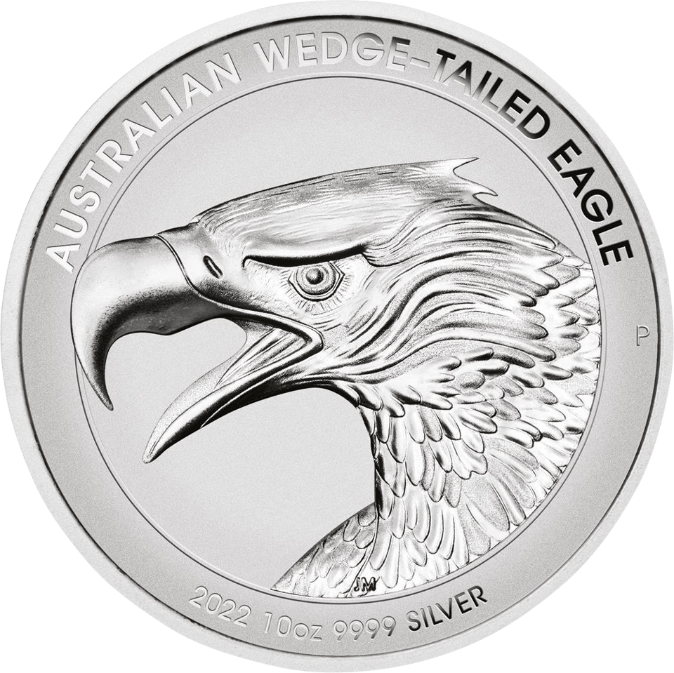 Wedge-Tailed Eagle 2022, 10 Unzen Silber, Bildseite
