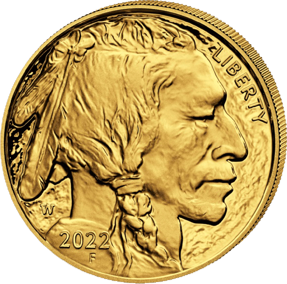 American Buffalo 2022, portrait side with the portrait of a Native American and “LIBERTY”