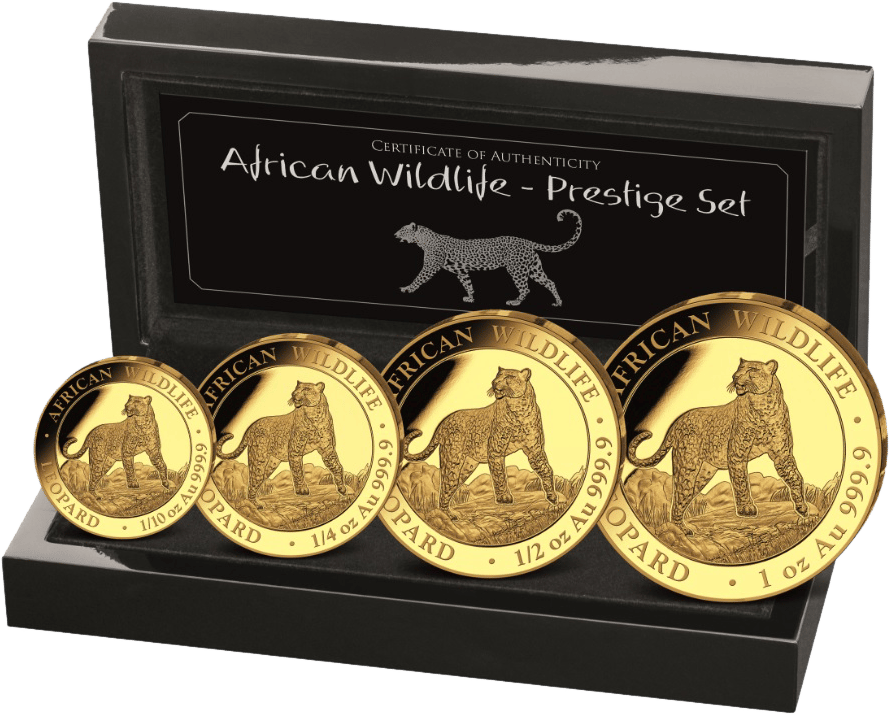 African Wildlife Leopard 2022, set in goud, vier munten in het etui