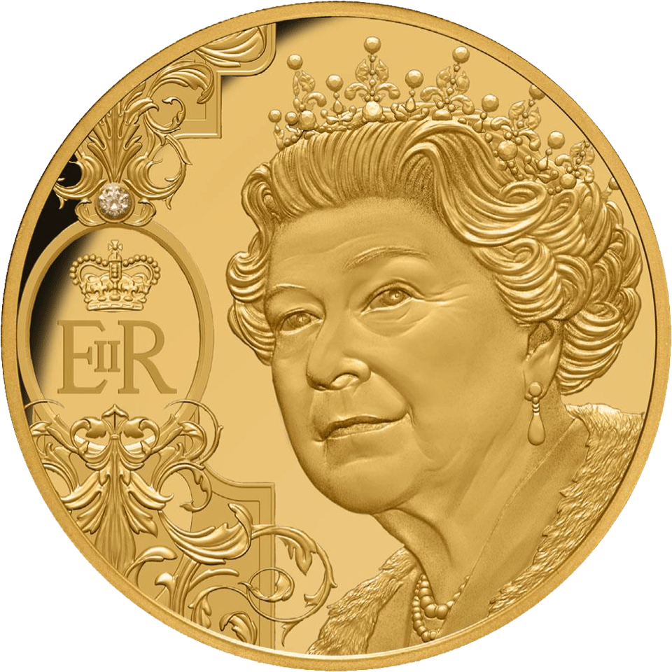 Elisabeth II. 2022, 1 Unze Gold, Bildseite