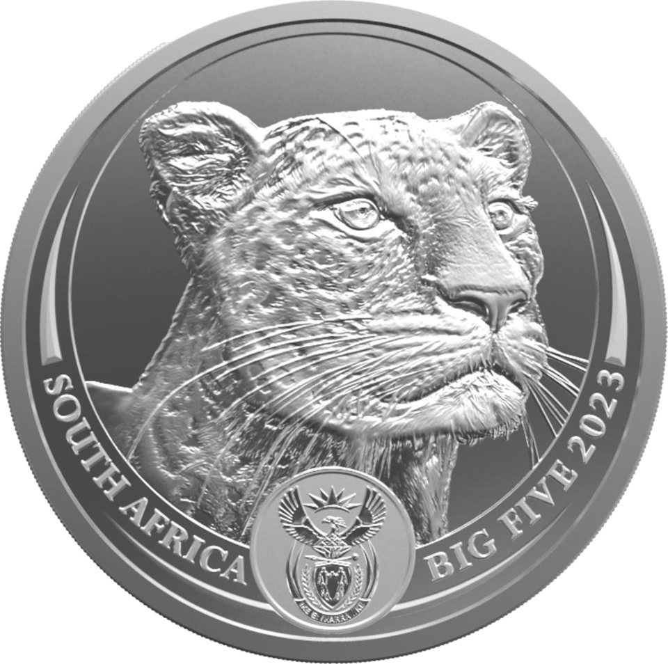 Big Five Leopard 2023, 1 onza de plata, lado del motivo