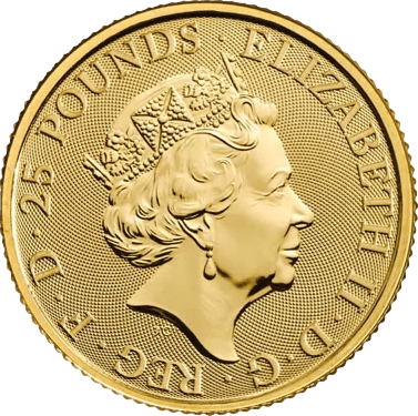 Royal Tudor Beasts 2022, 1/4 Unze Gold, Wertseite