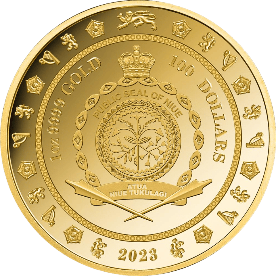 Charles III. 2023, 1 Unze Gold, Wertseite