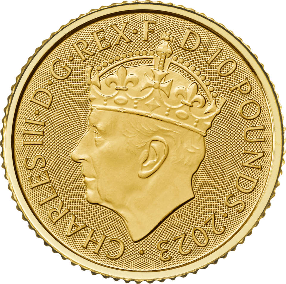 Krönung Charles III. 2023, 1/10 Unze Gold, Wertseite