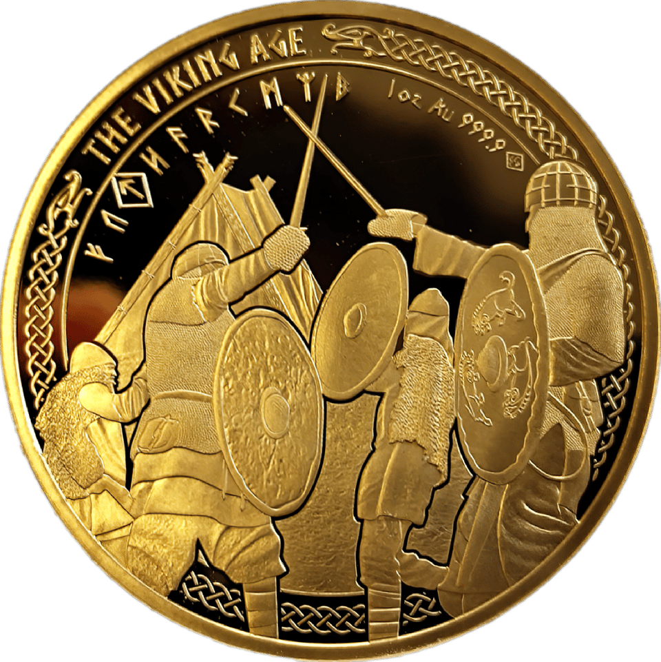The Viking Age 2023, 1 onza de oro fino, cara del motivo