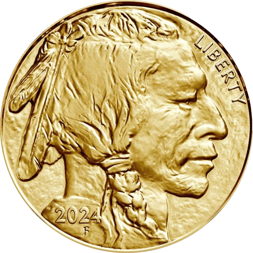 American Buffalo 2024, portrait side with the portrait of a Native American and “LIBERTY”