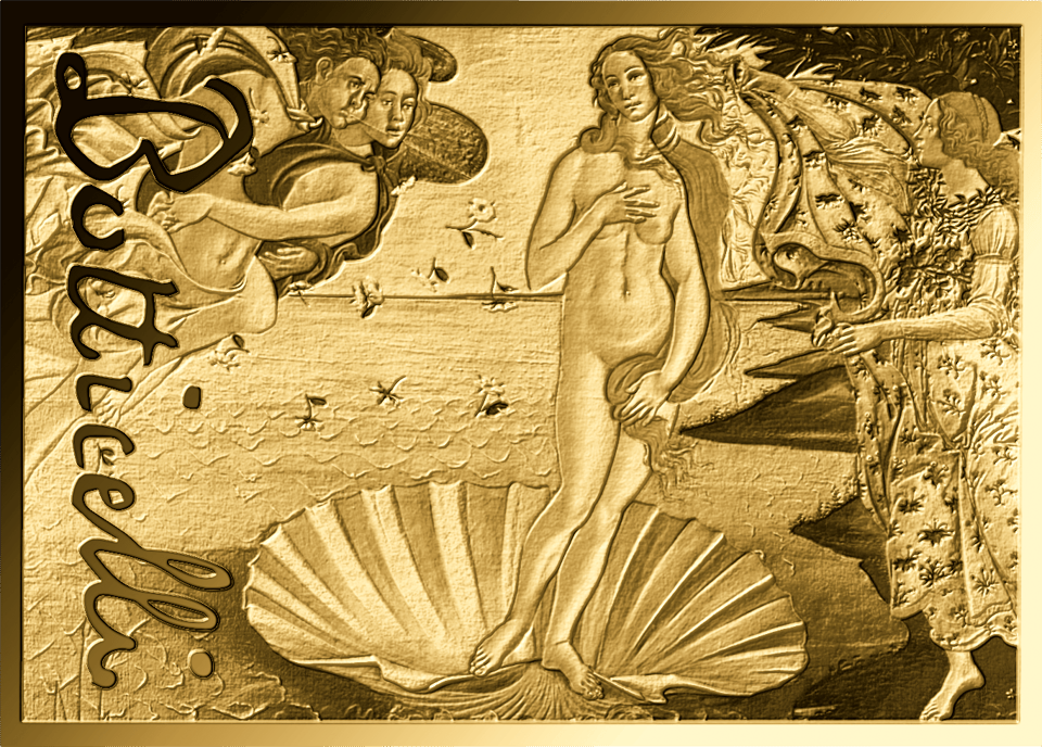El nacimiento de Venus, 1/1000 onza de oro fino, cara con la imagen