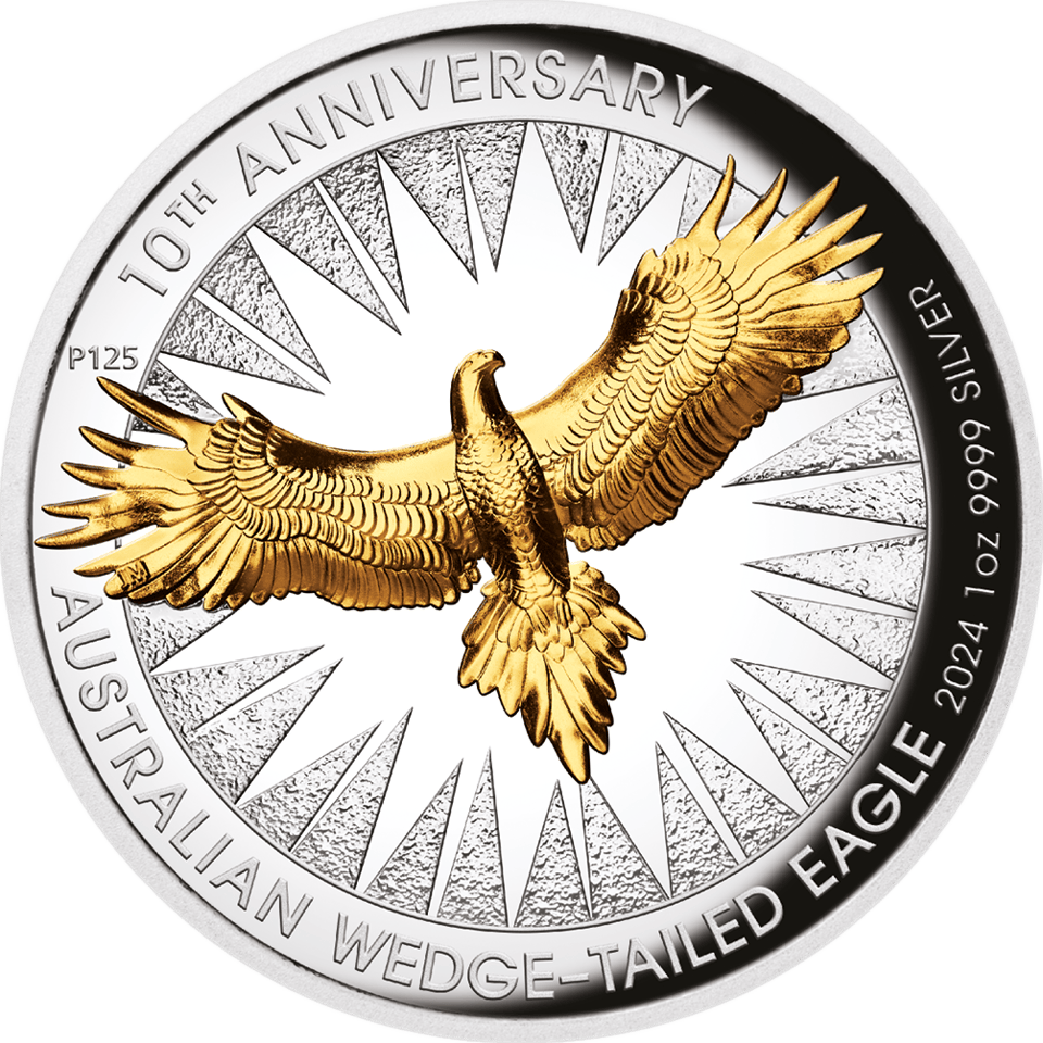Wedge-Tailed Eagle 2024, 1 onza de plata, lado del motivo