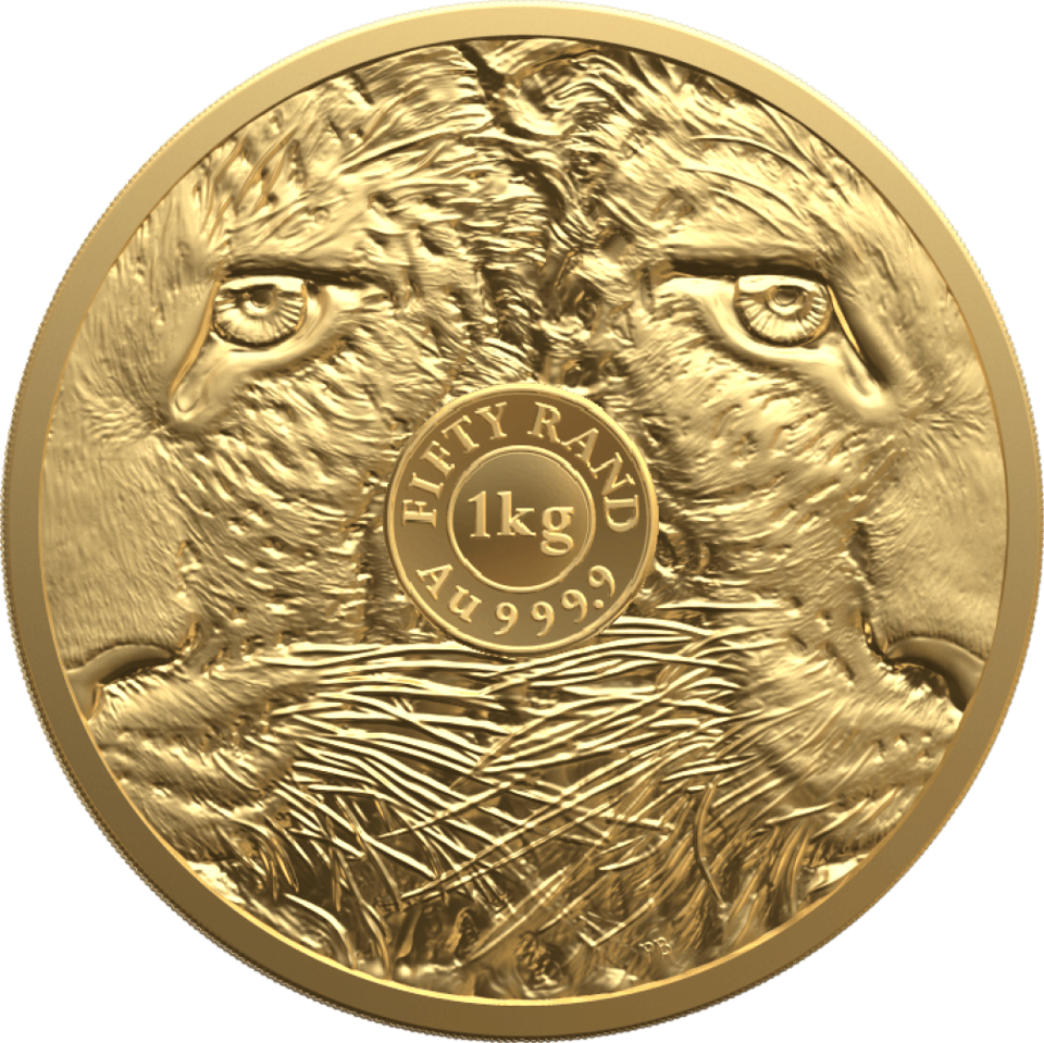 Big Five Leopard 2023, 1 kg Gold, Seite mit Augen und Fell