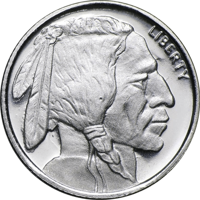 American Buffalo in Silber, Porträtseite mit dem Porträt eines Native American und „LIBERTY“