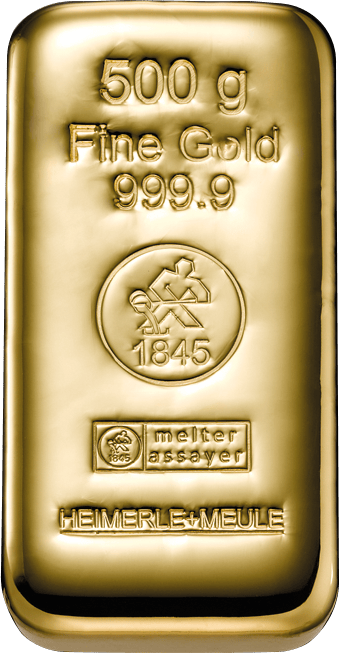 Gegossener Goldbarren von Heimerle + Meule, 500 g