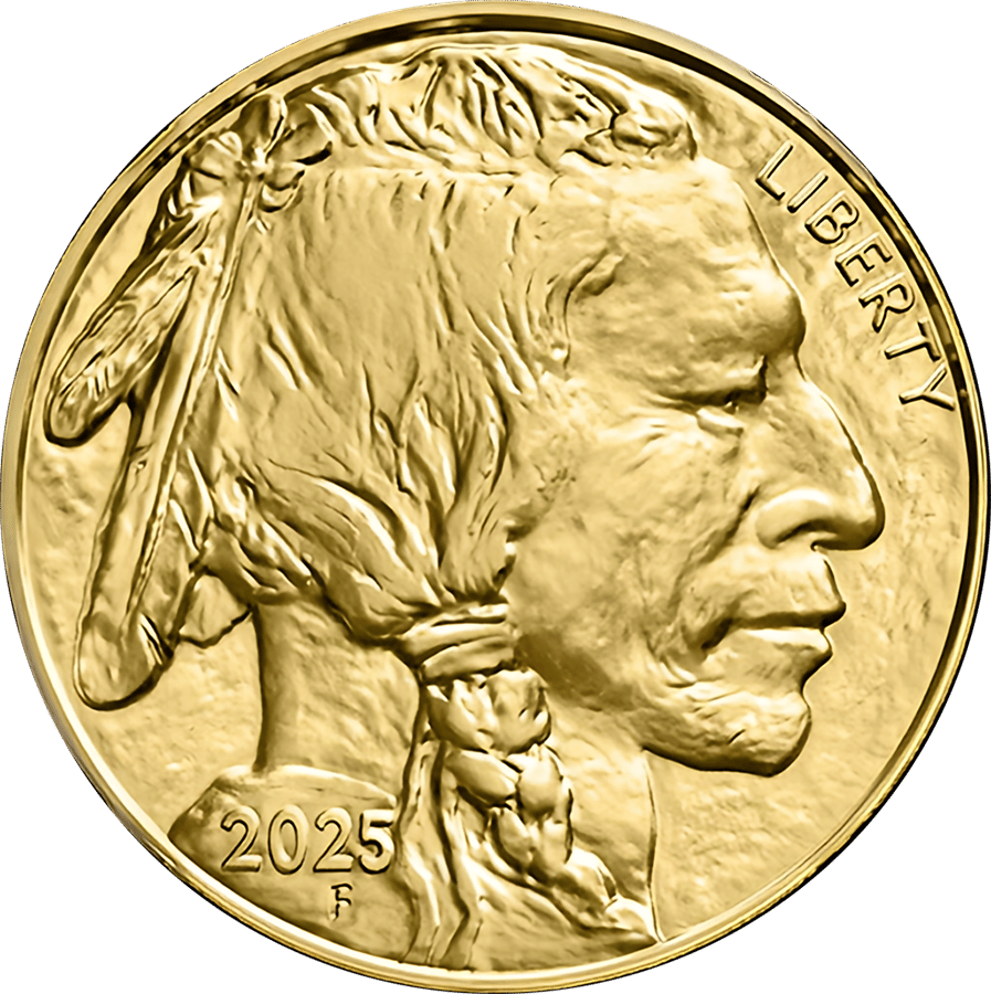American Buffalo 2025, Porträtseite mit dem Porträt eines Native American und „LIBERTY“