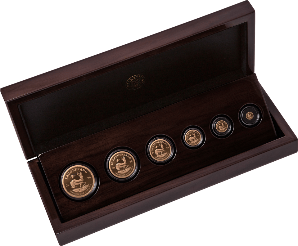 Set of 6 gold Krugerrands 2024 with Privy Mark, case with 6 coins