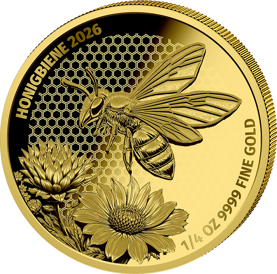 Abeja melífera 2026, 1/4 onza de oro fino, reverso