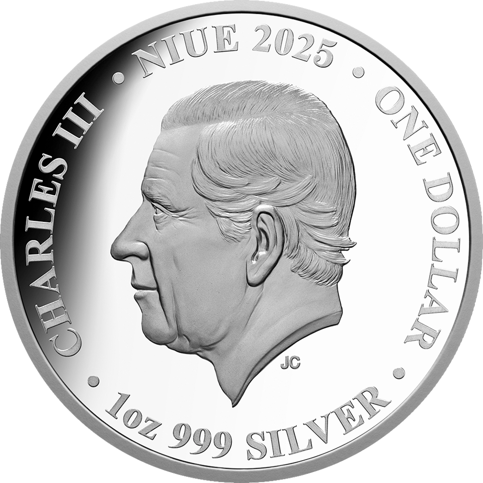 Charles III. 2025, 1 Unze Silber, Wertseite