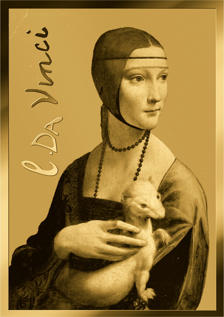 Die Dame mit dem Hermelin, 1/1.000 Unze Feingold, Bildseite