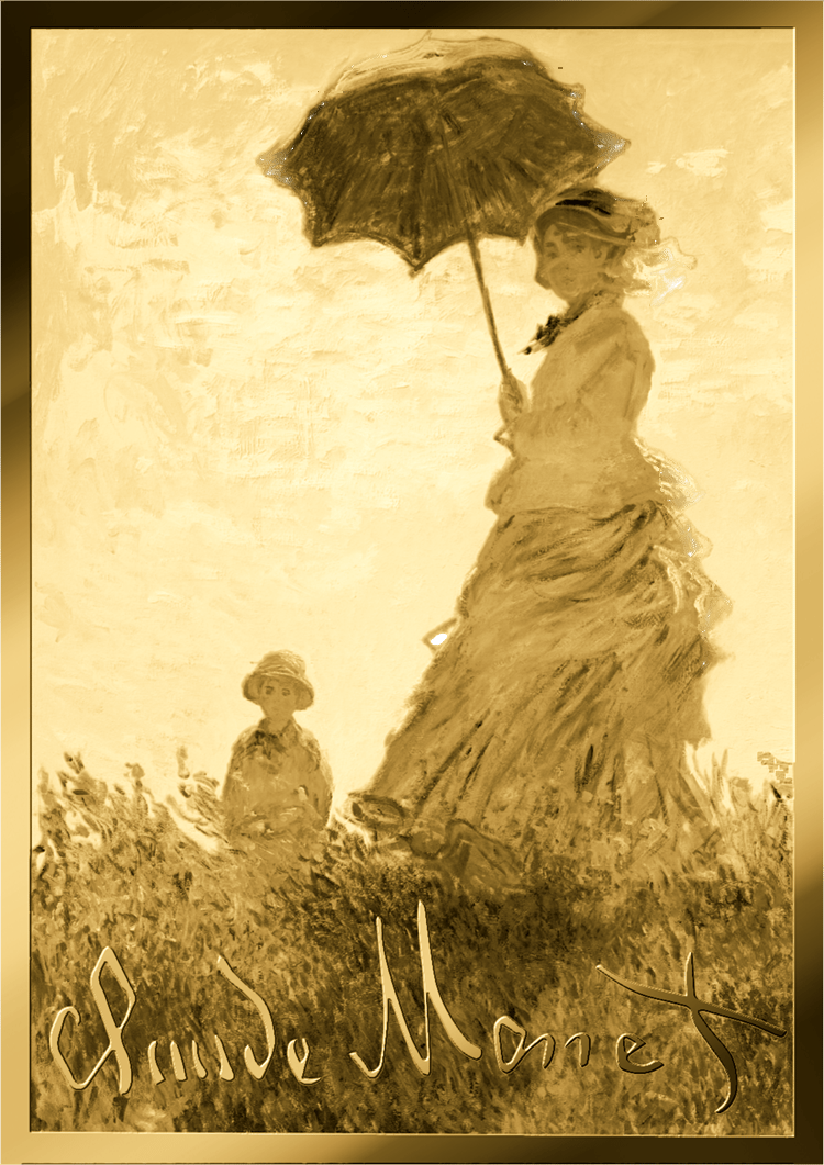Woman with a Parasol, Madame Monet and Her Son, 1/1,000 ounce fine gold, picture side