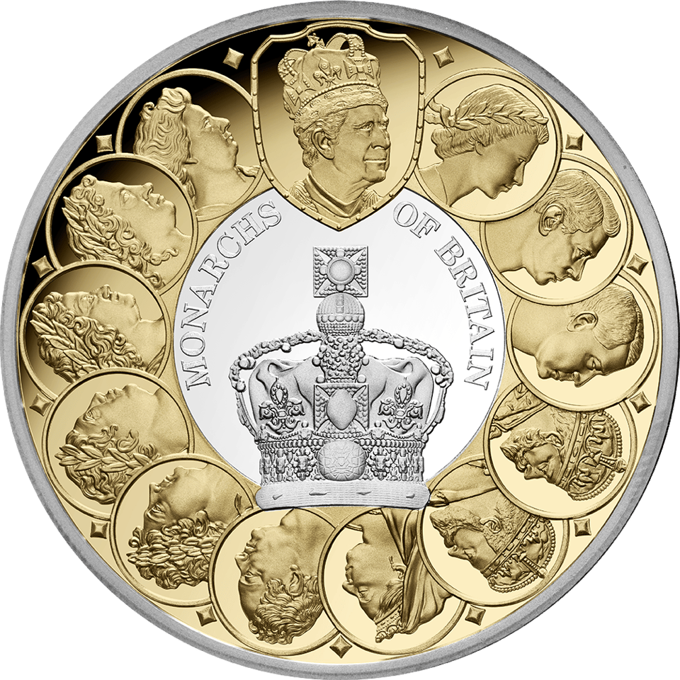 Britische Monarchen 2025, 1 Unze Silber, Bildseite