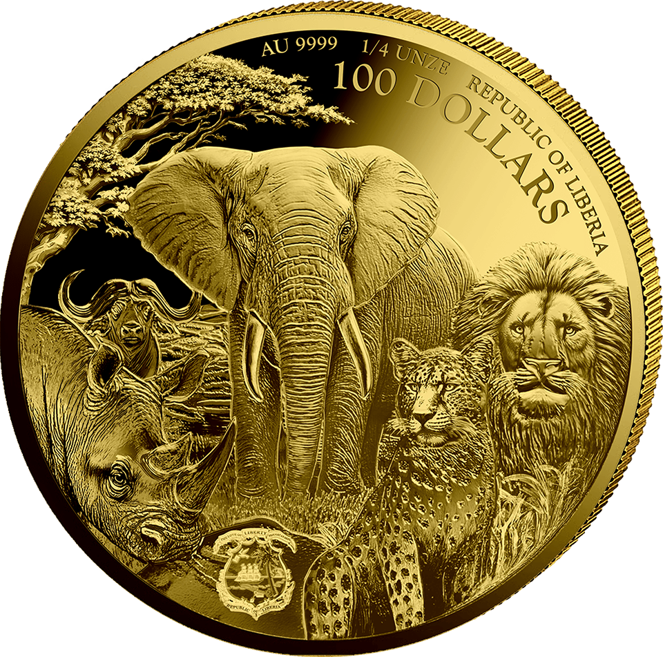 African Animals Leopard 2025, 1/4 Unze Gold, Wertseite