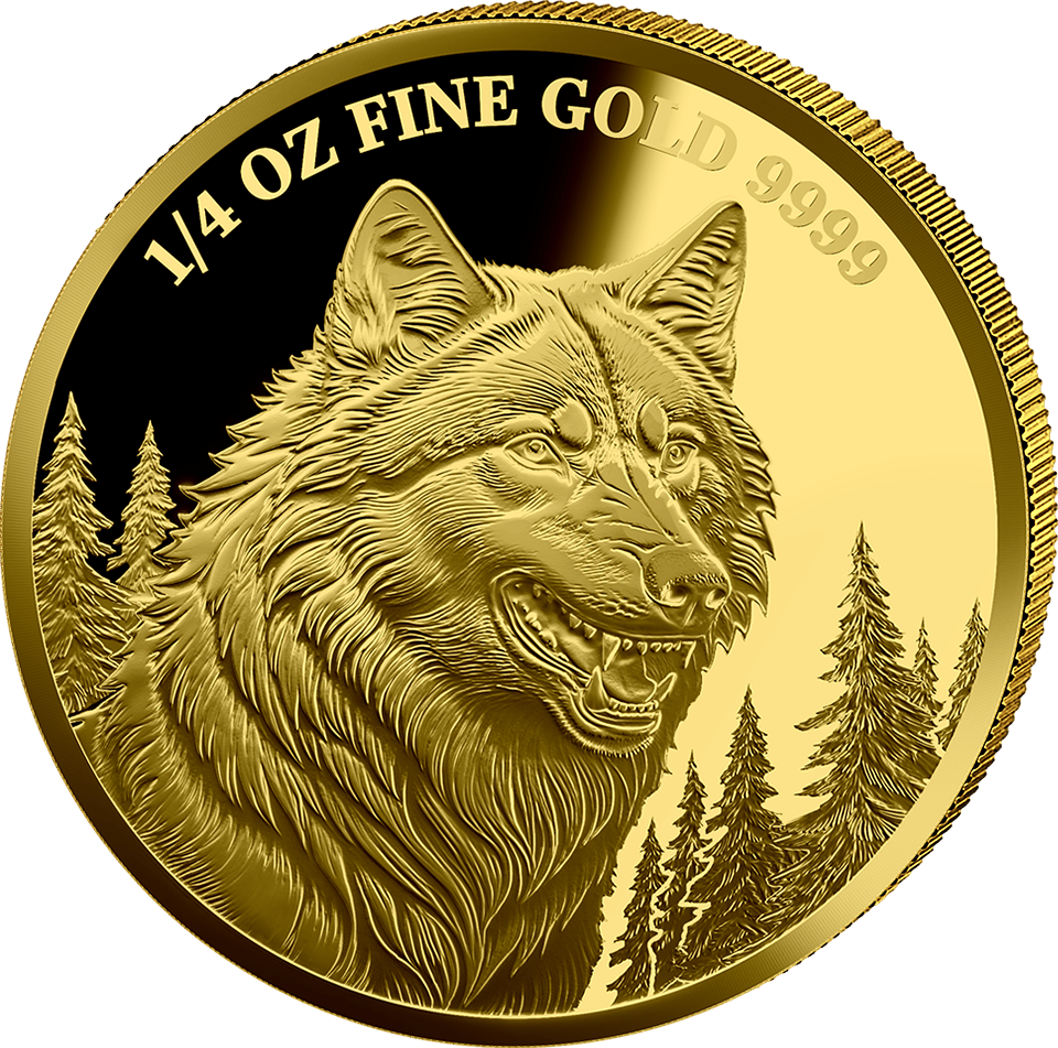 Lobo 2025, 1/4 onza de oro fino, reverso