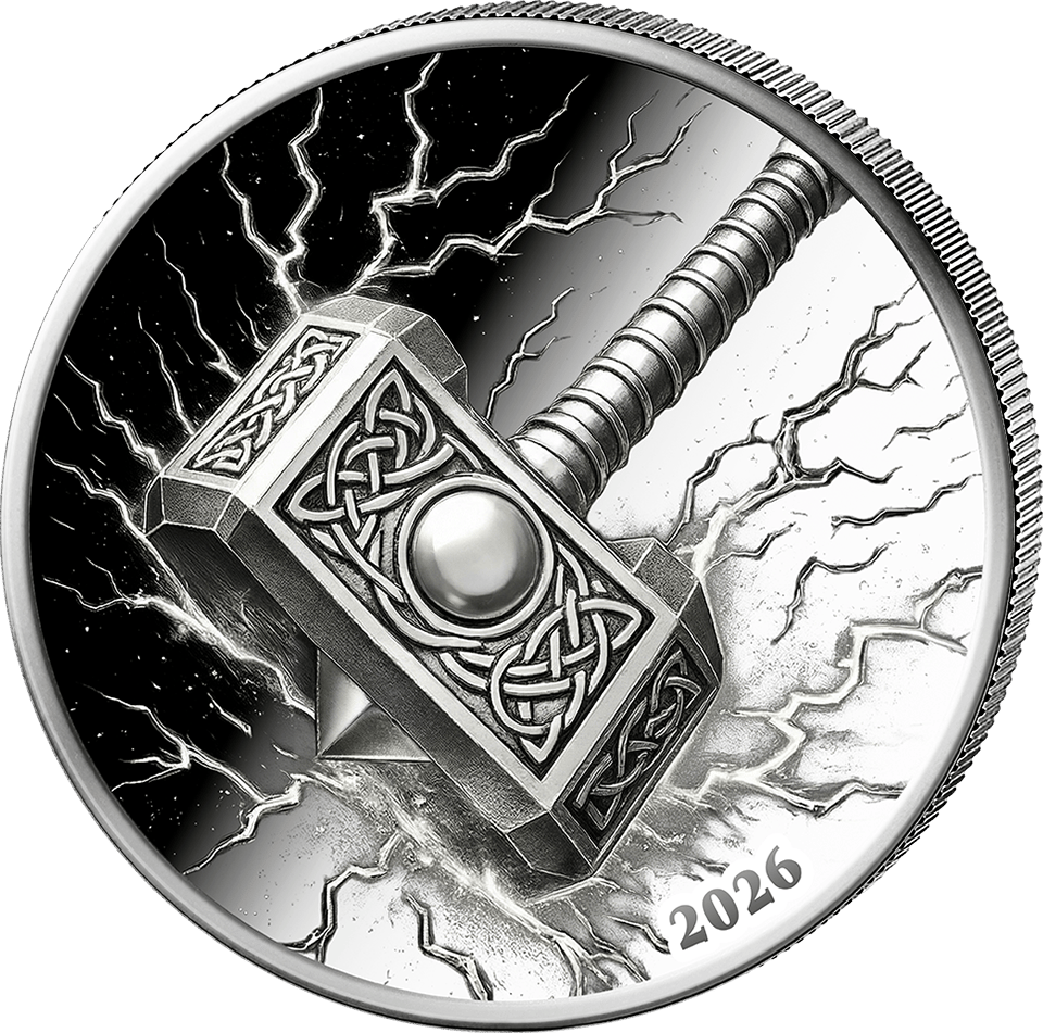 Thor’s Hammer Mjölnir 2026, 1 ounce of fine silver, design side
