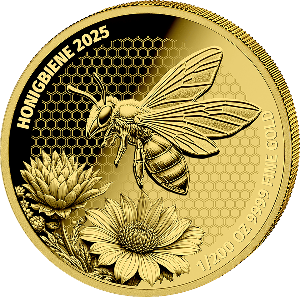 Abeja melífera 2025, 1/200 onza de oro fino, reverso