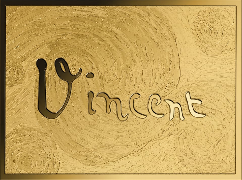 Vincent van Gogh, 1/1000 onza de oro fino, cara con la imagen