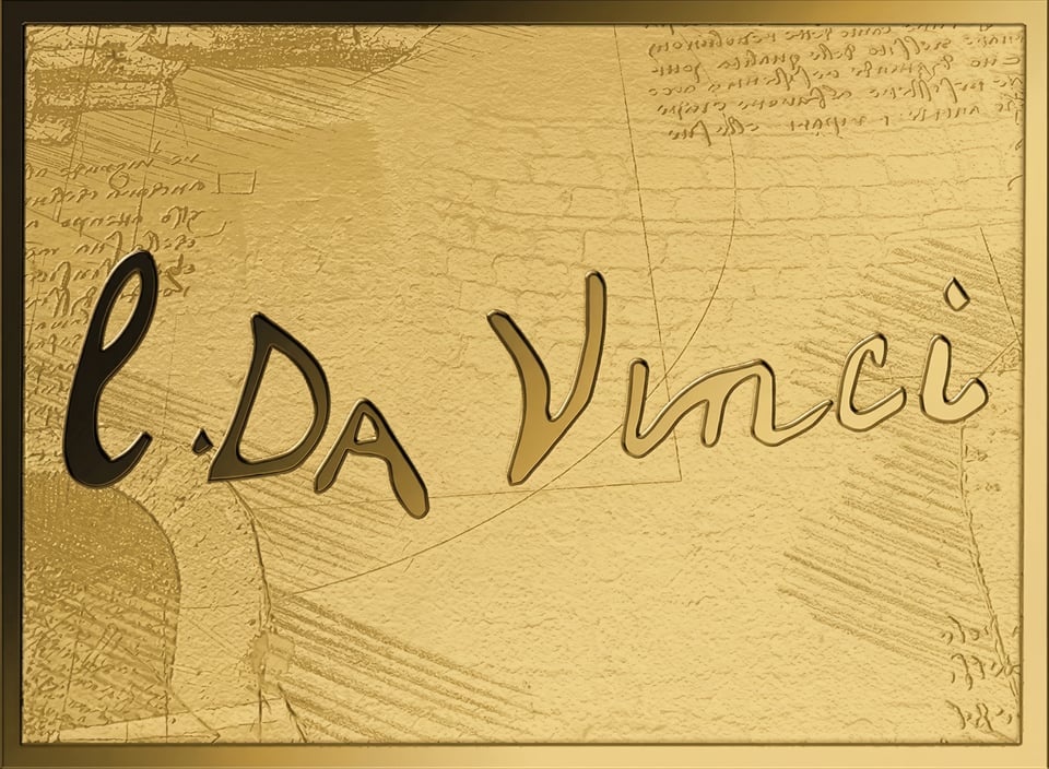 Leonardo da Vinci, 1/1000 onza de oro fino, cara con la imagen