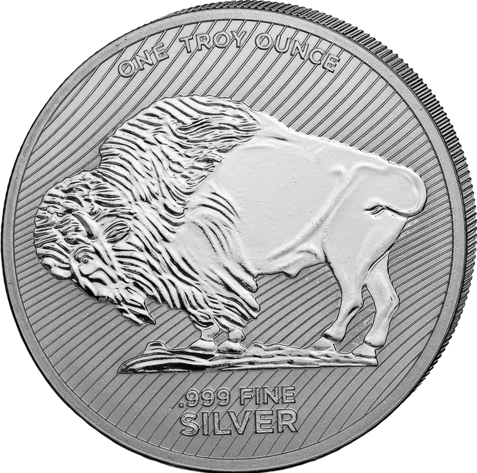 American Buffalo en plata, cara del bisonte con el bisonte americano