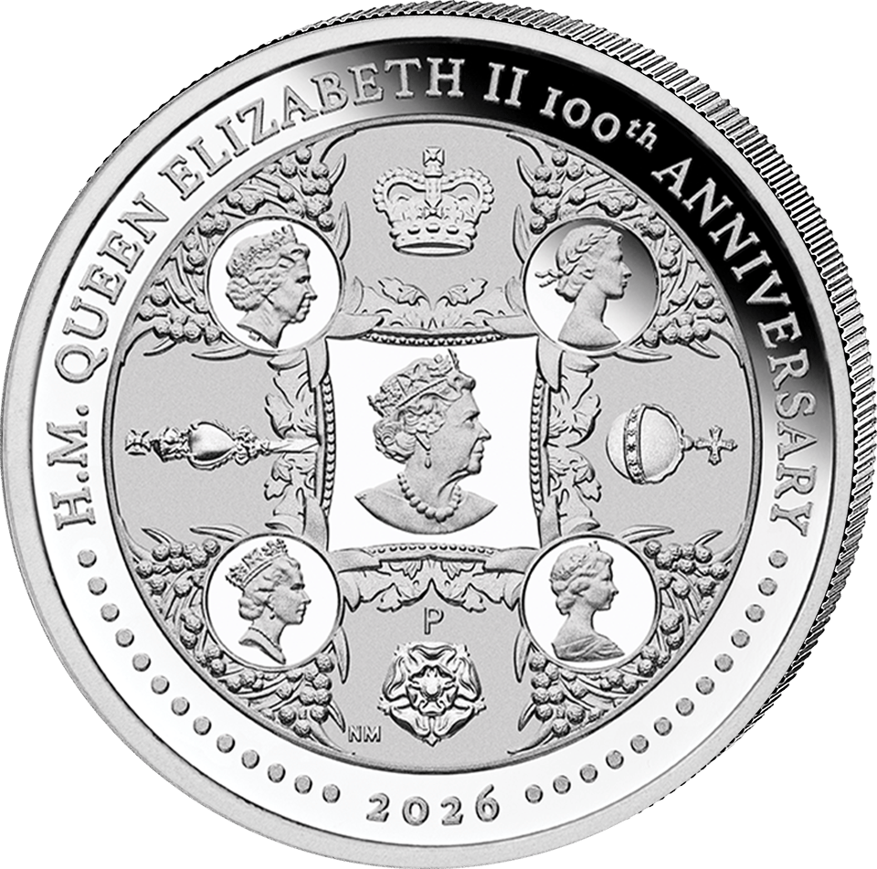 Elisabeth II. 2026, 1 Unze Silber, Bildseite