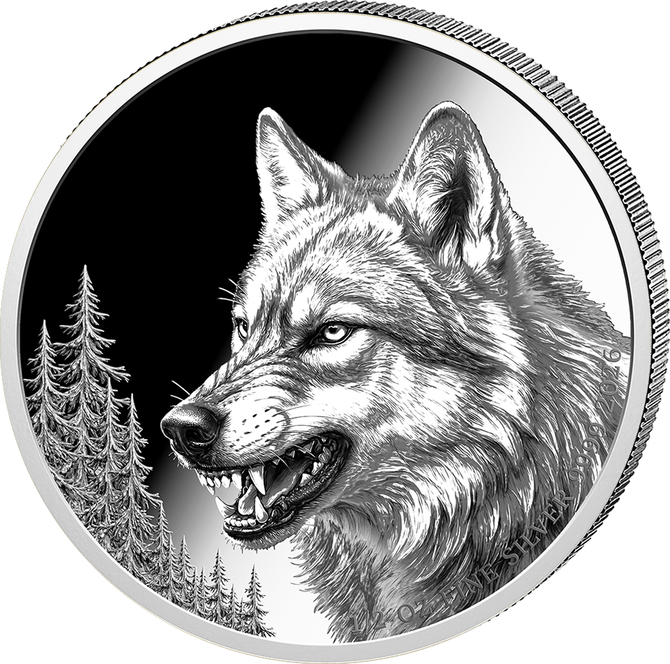 Lobo 2026, 1/2 onza de plata fina, reverso