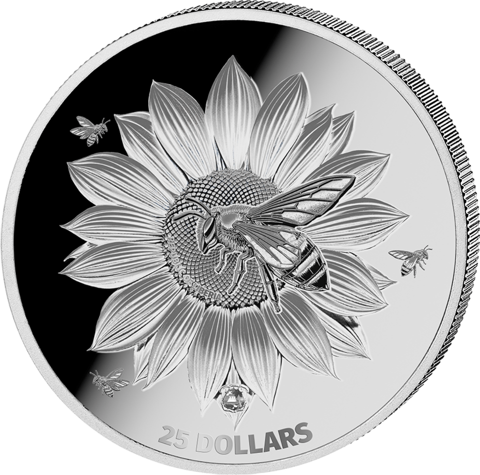 Abeja melífera 2026, 2 onzas de plata fina, anverso