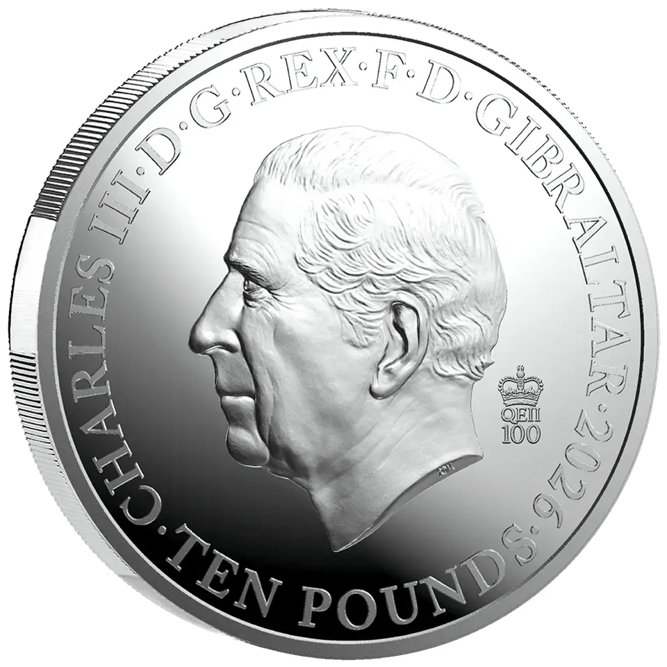 Elisabeth II. 2026, 5 Unzen Silber, Wertseite