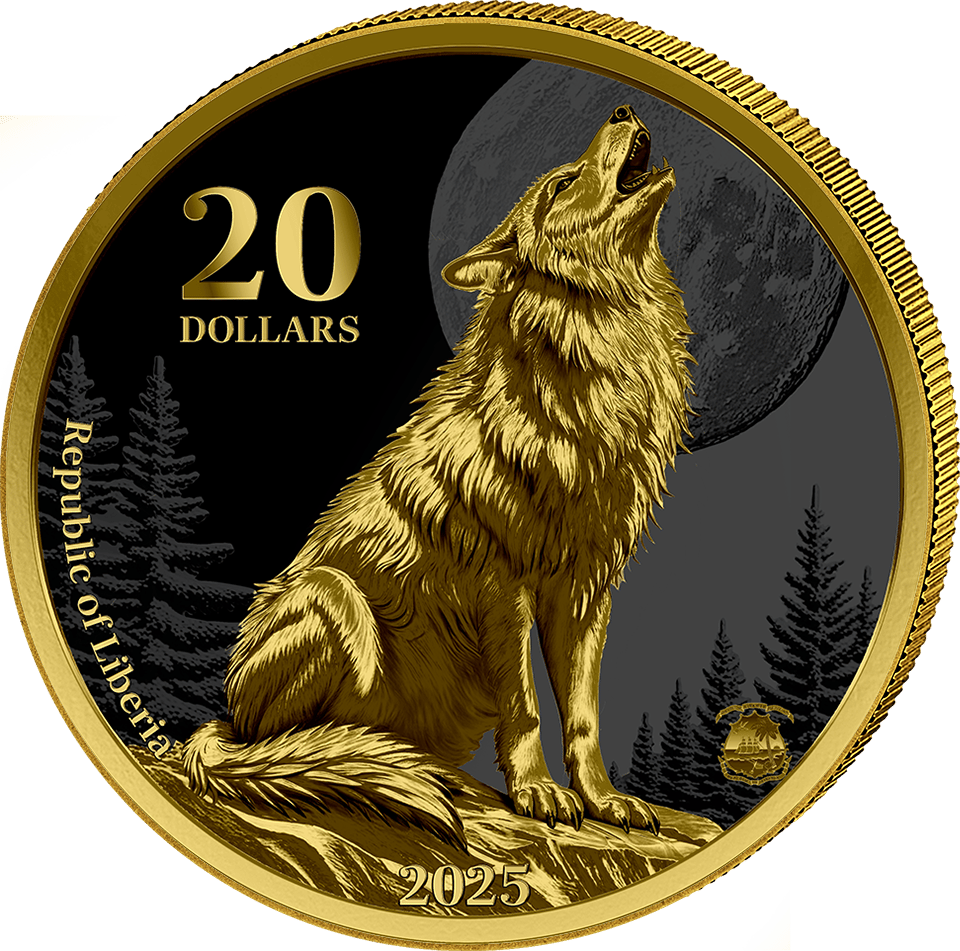 Wolf 2025, 1 ounce of fine silver, obverse