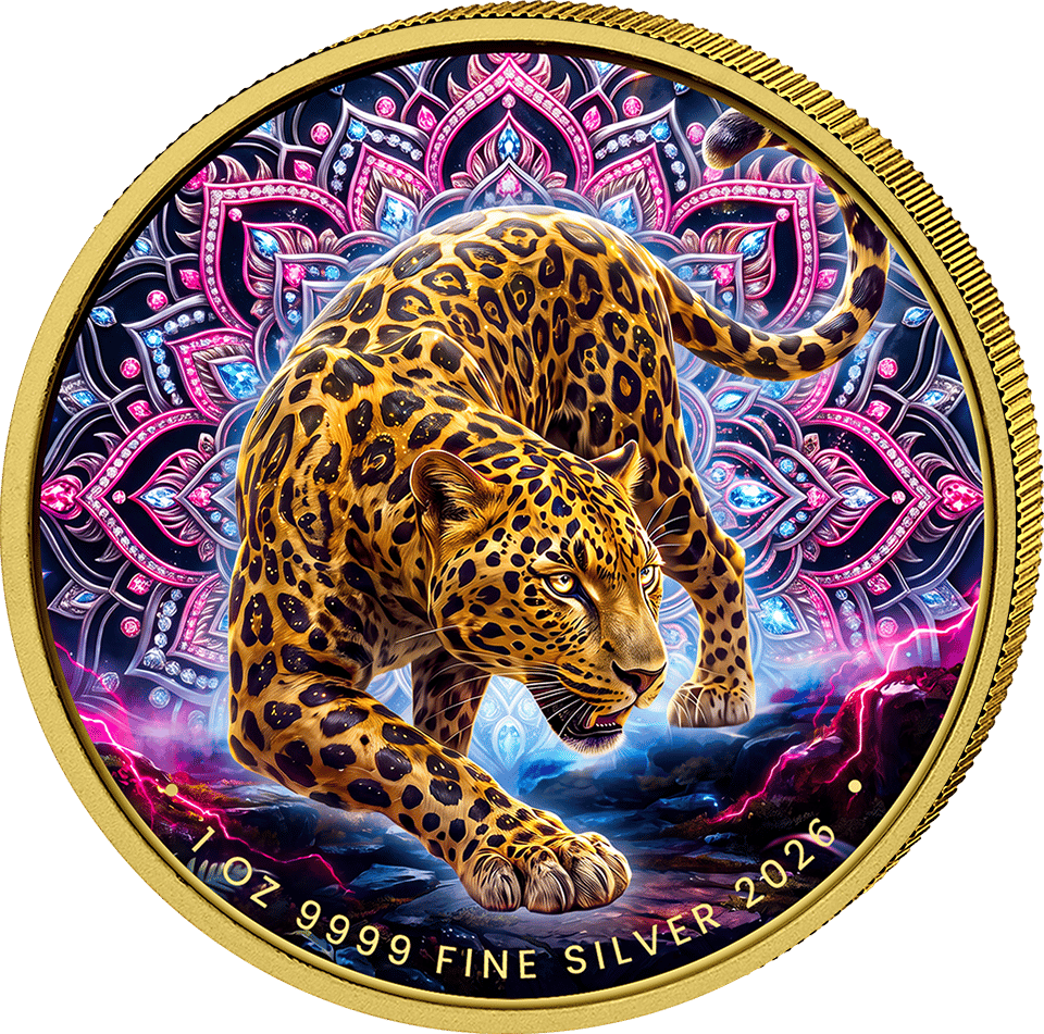 Stolzer Leopard 2026, 1 Unze Silber, Bildseite
