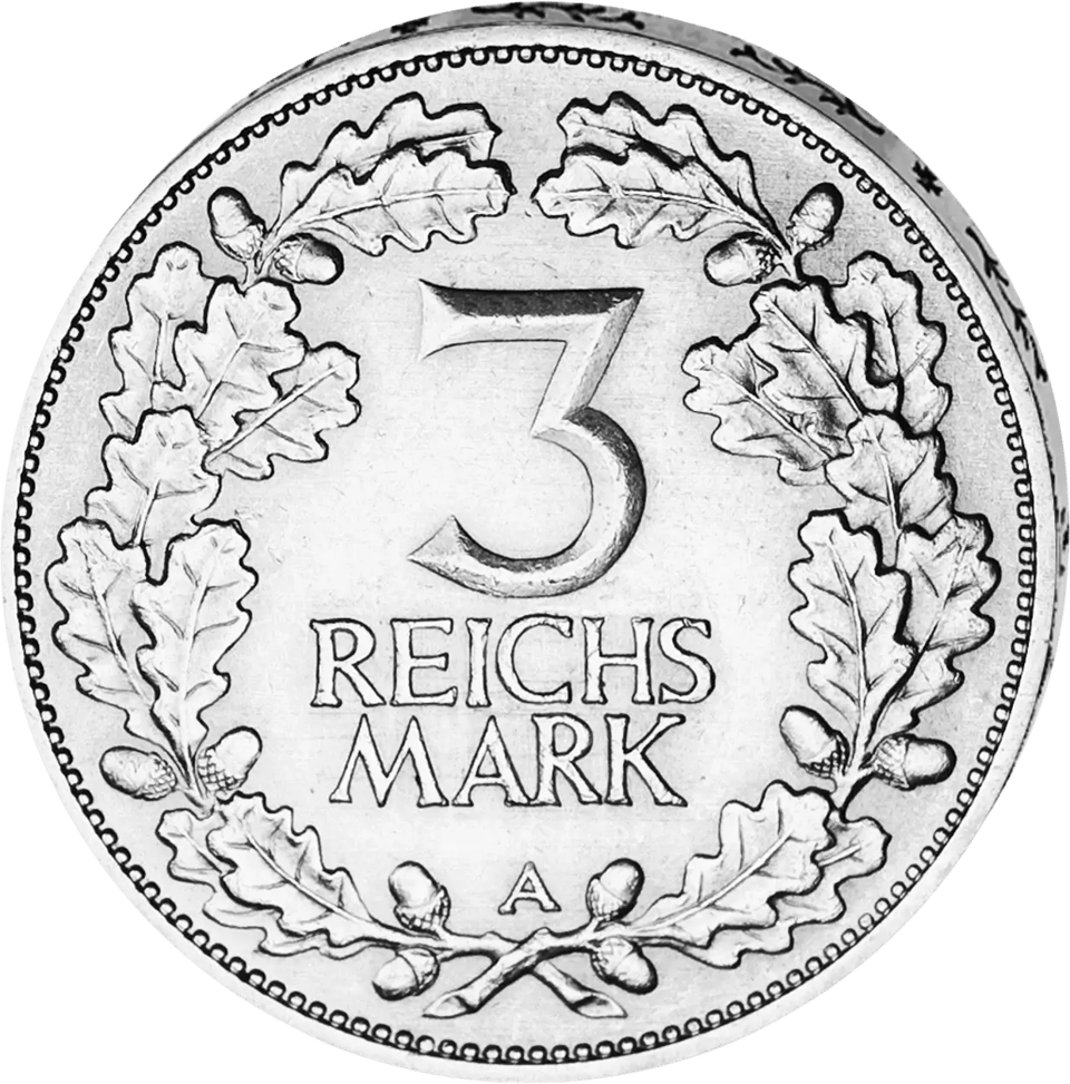 3 Reichsmark Renania 1925, lado del valor