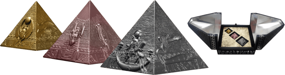 Pirámides de Guiza, set de plata 2027, las tres pirámides