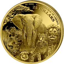 0,5g Gold African Animals Nashorn 2025 (Auflage: 5.000 | Polierte Platte)